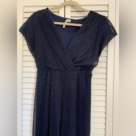 Blue Pleated Jumpsuit - Picture 1 of 4